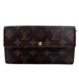 Authentic Louis Vuitton Wallet Long Portefeiulle Sarah Bifold Brown Monogram Vin